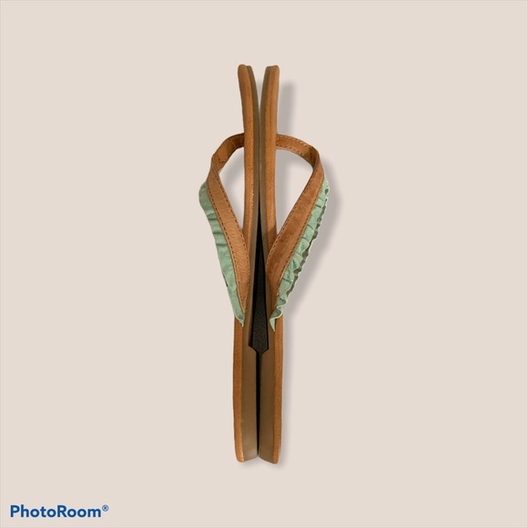 BC Footwear Tan Sandal with Aqua Frill - Picture 3 of 9